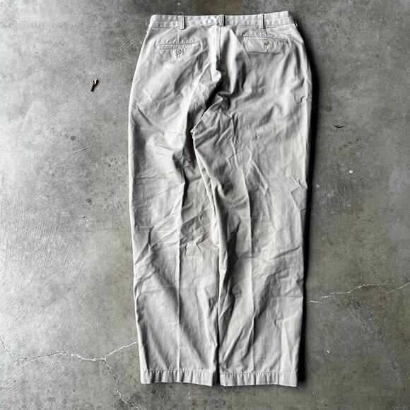 VINTAGE POLO RALPH LAUREN CHINO KHAKI TROUSERS MENS 36X30 TAN PLEATED LOOSE - Picture 2 of 6